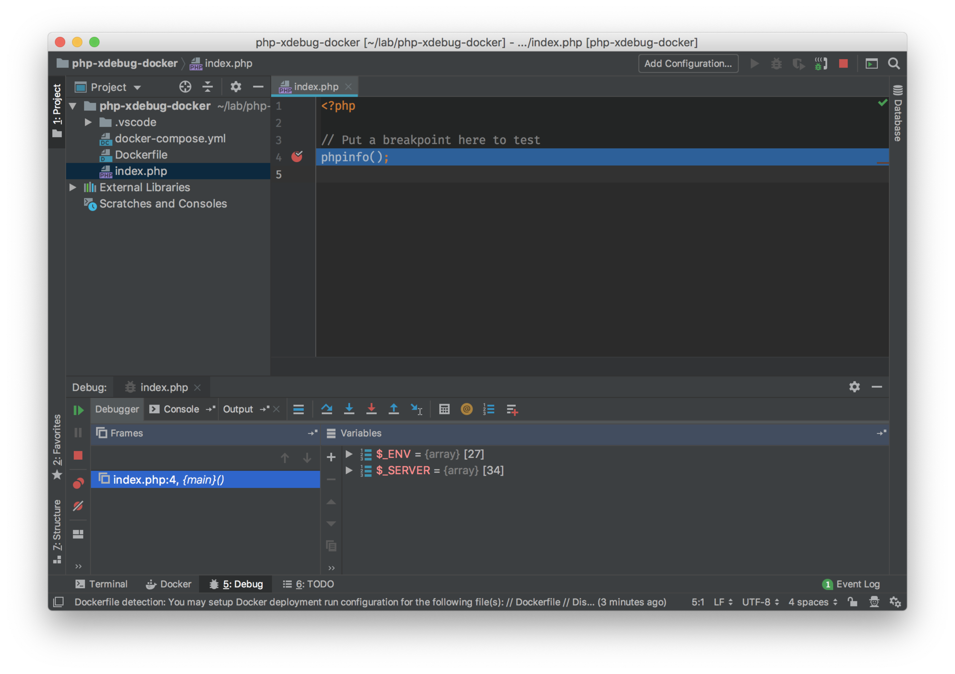 phpstorm docker xdebug