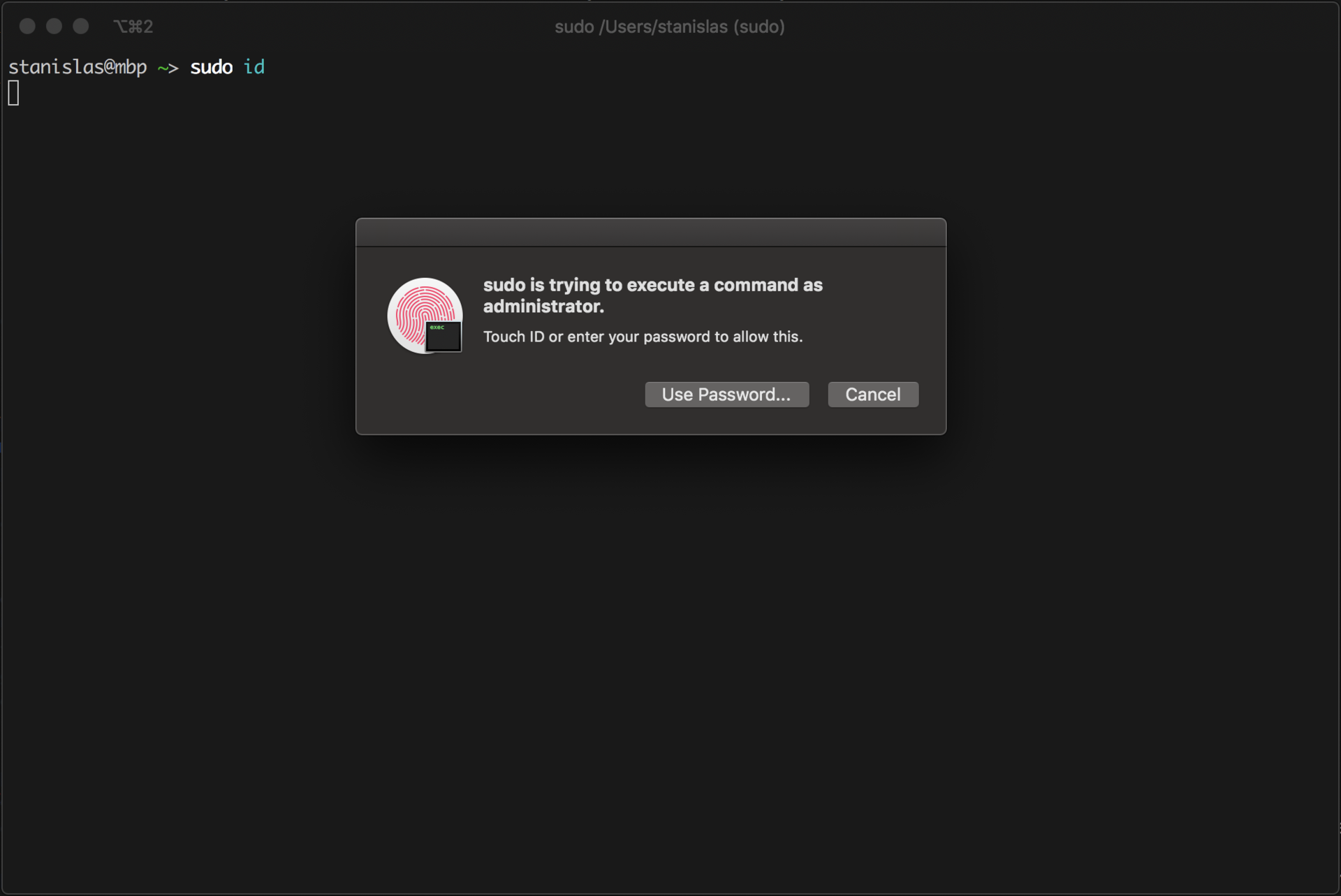 macbook sudo touch id