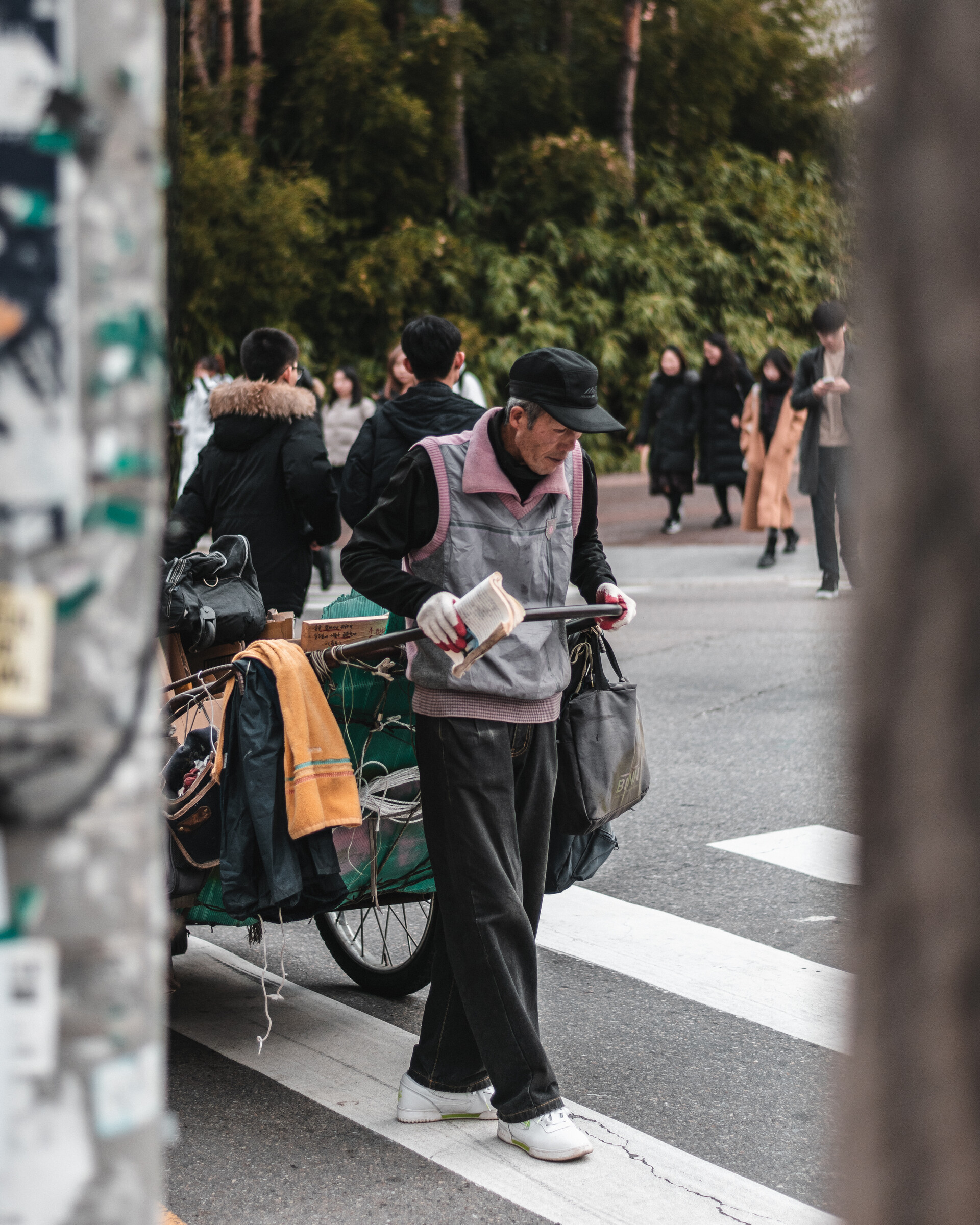 When elderly are in financial distress and abandoned by their children, they find revenue by gathering and selling cardboard. This man seemed OK, but I encountered grandmas so old they could barely stand on their feet. It&rsquo;s a heartbreaking reality.