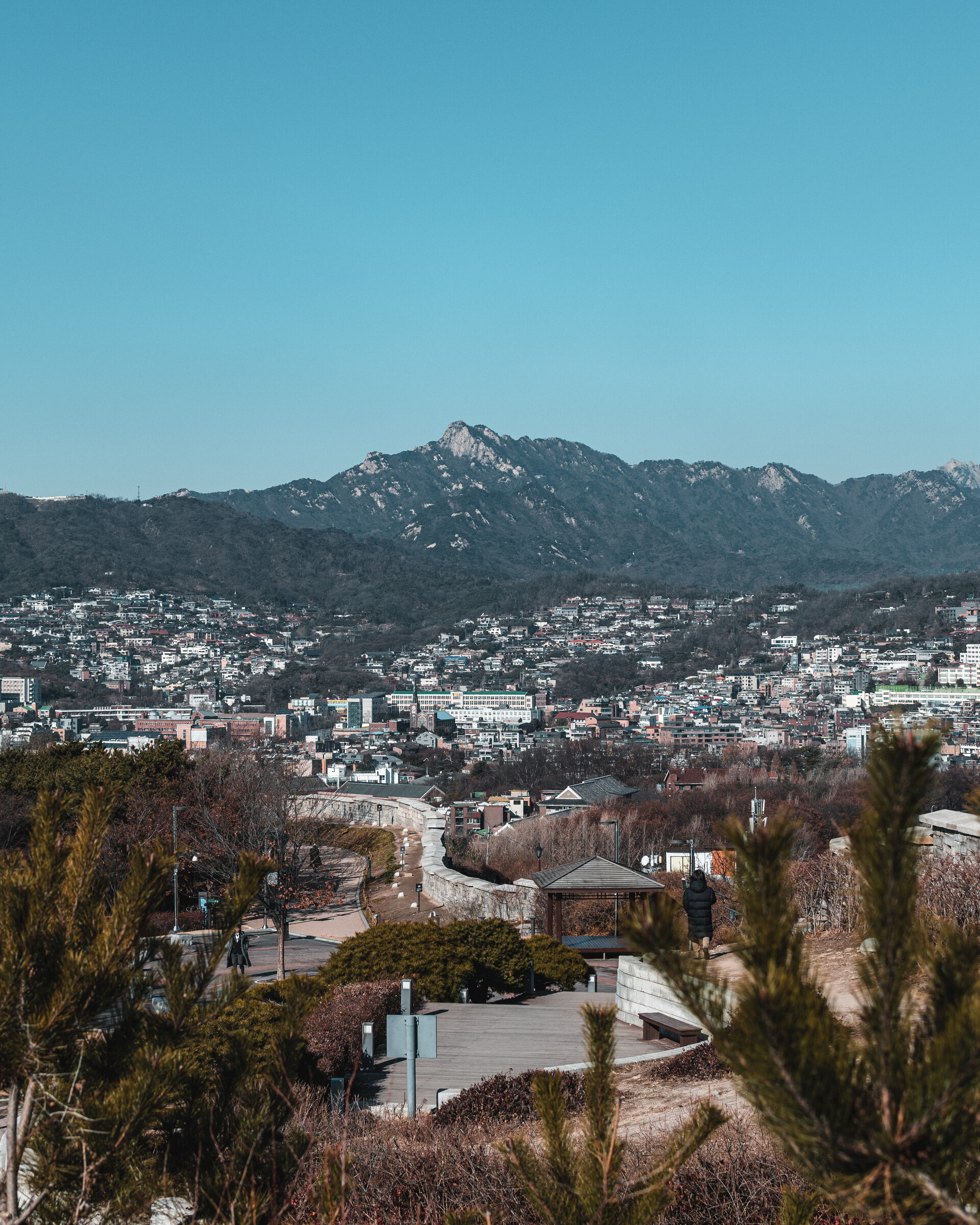 The view from the top of Naksan park, along the old fortress.