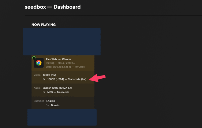 Now playing tab in Plex