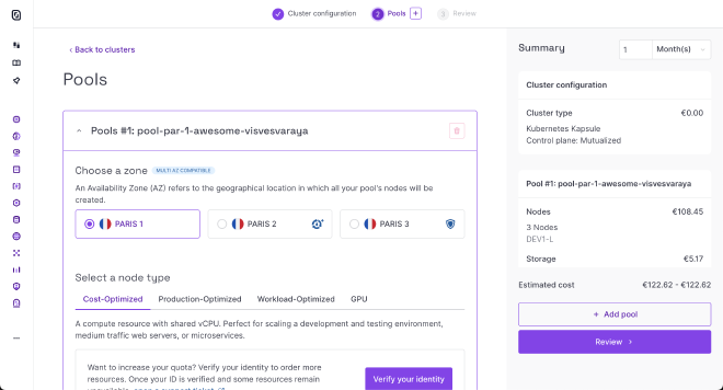 Scaleway Kubernetes pricing