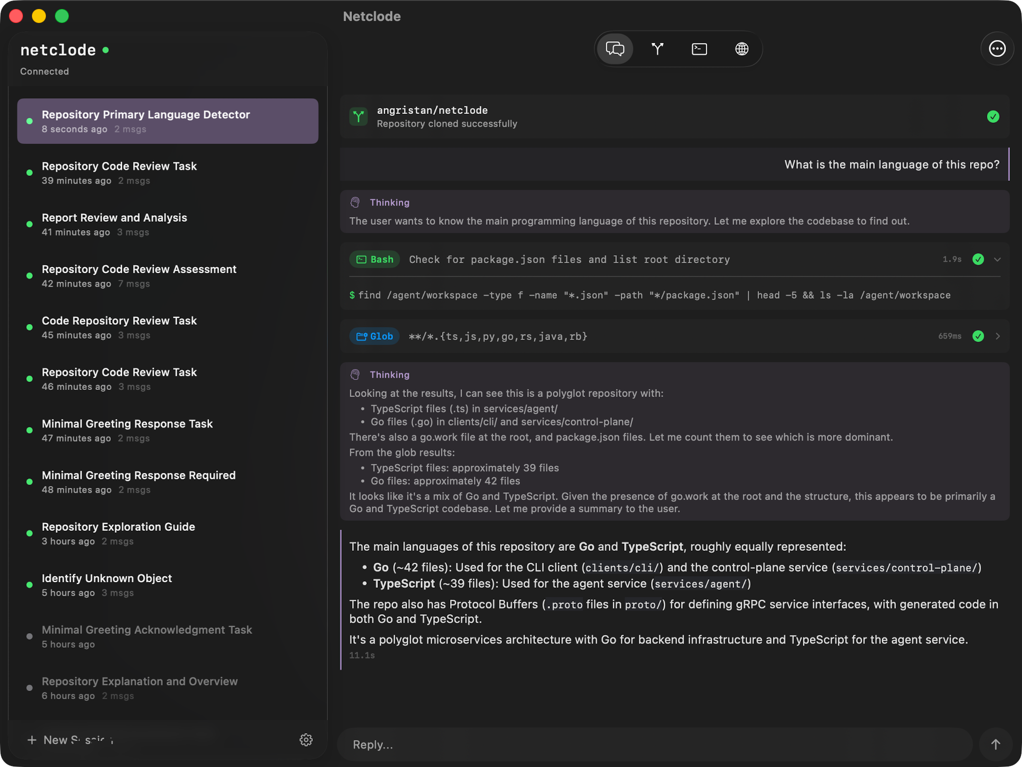 Netclode running as a Mac Catalyst app